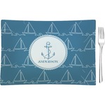 Rope Sail Boats Rectangular Glass Appetizer / Dessert Plate - Single or Set (Personalized)