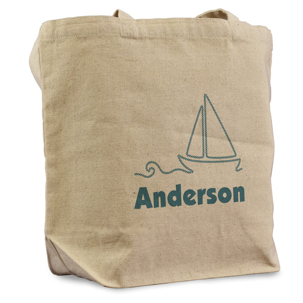 Custom Rope Sail Boats Reusable Cotton Grocery Bag (Personalized)