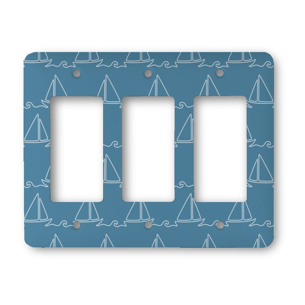 Custom Rope Sail Boats Rocker Style Light Switch Cover - Three Switch