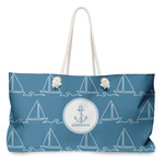 Rope Sail Boats Large Tote Bag with Rope Handles (Personalized)