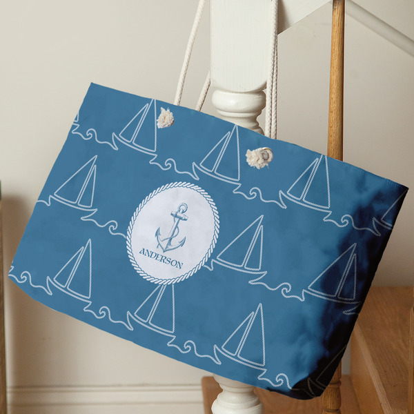 Rope Sail Boats Large Rope Tote - Life Style