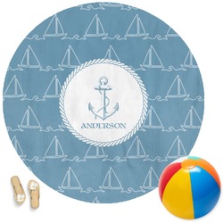 Rope Sail Boats Round Beach Towel (Personalized)