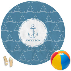 Rope Sail Boats Round Beach Towel (Personalized)