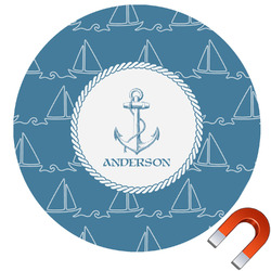Rope Sail Boats Round Car Magnet - 6" (Personalized)