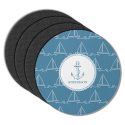 Rope Sail Boats Round Rubber Backed Coasters - Set of 4 (Personalized)