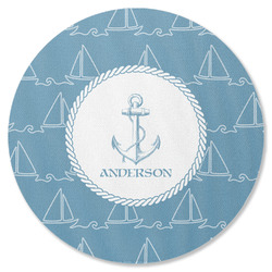 Rope Sail Boats Round Rubber Backed Coaster (Personalized)