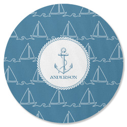 Rope Sail Boats Round Rubber Backed Coaster (Personalized)