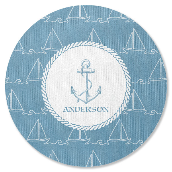 Custom Rope Sail Boats Round Rubber Backed Coaster (Personalized)