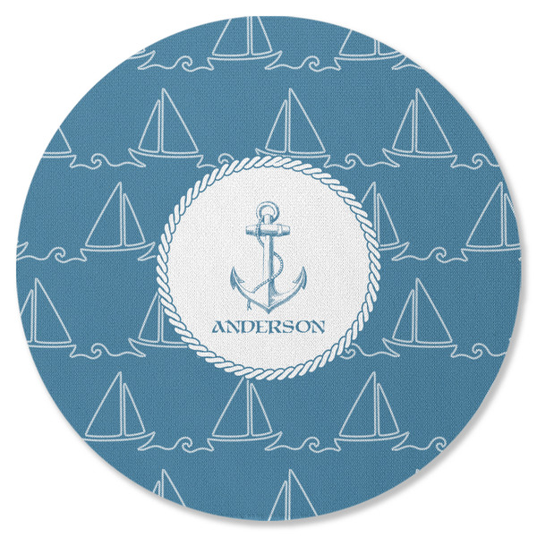 Rope Sail Boats Round Coaster Rubber Back - Single