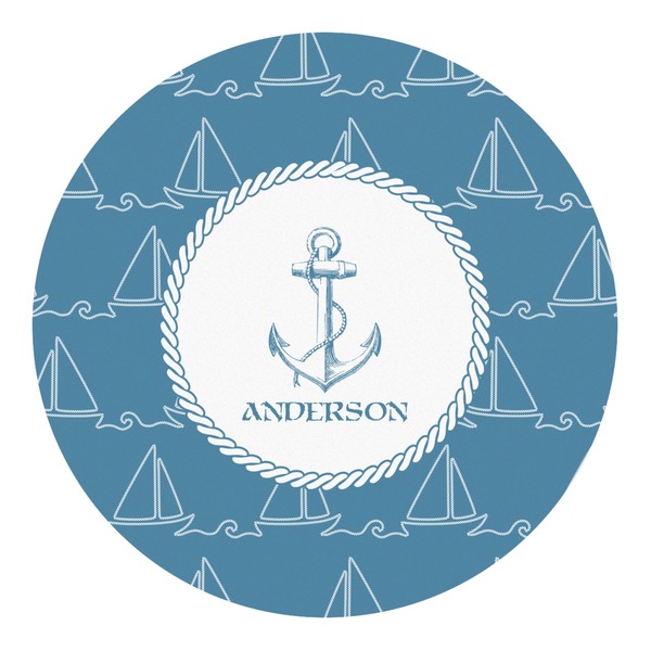 Custom Rope Sail Boats Round Decal - Large (Personalized)
