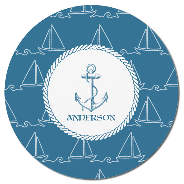 Rope Sail Boats Round Fridge Magnet - FRONT