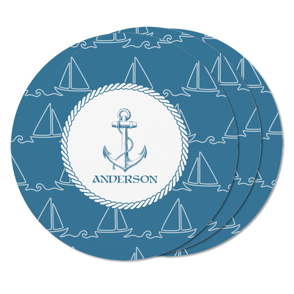 Rope Sail Boats Round Fridge Magnet - THREE