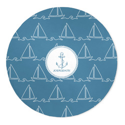 Rope Sail Boats 5' Round Indoor Area Rug (Personalized)
