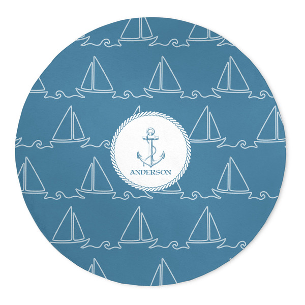 Custom Rope Sail Boats 5' Round Indoor Area Rug (Personalized)