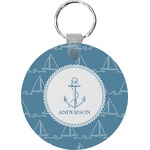 Rope Sail Boats Round Plastic Keychain (Personalized)