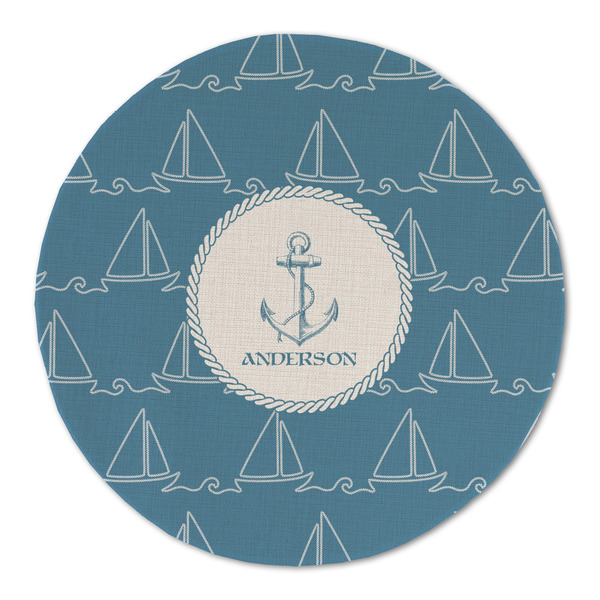Rope Sail Boats Round Linen Placemats - FRONT (Double Sided)