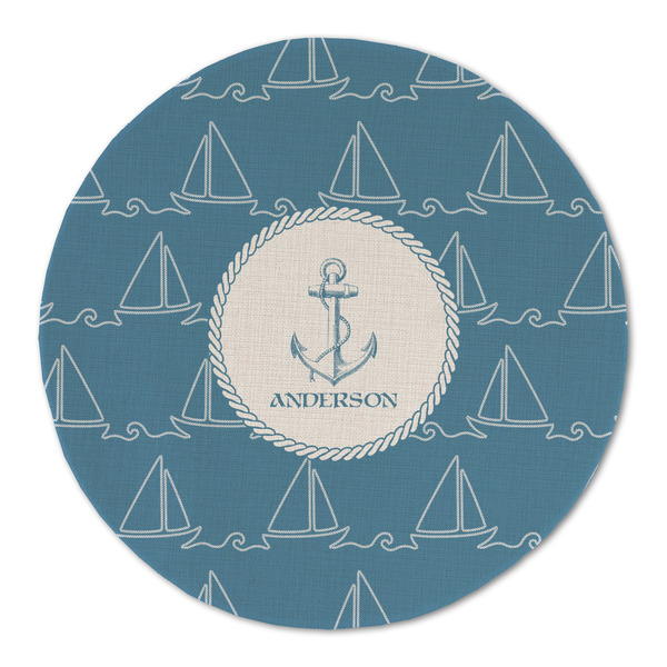 Custom Rope Sail Boats Round Linen Placemat (Personalized)