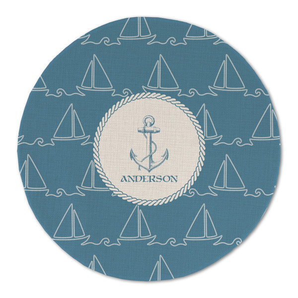 Custom Rope Sail Boats Round Linen Placemat (Personalized)