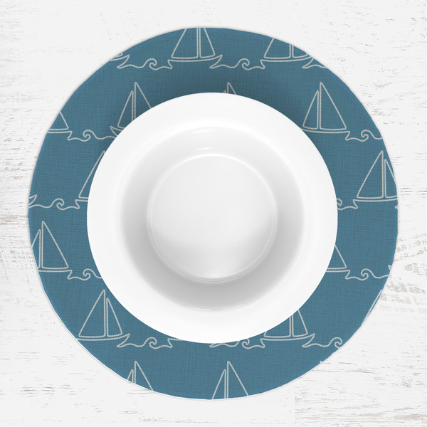 Rope Sail Boats Round Linen Placemats - LIFESTYLE (single)