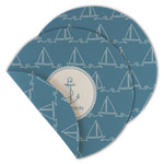 Rope Sail Boats Round Linen Placemat - Double Sided (Personalized)