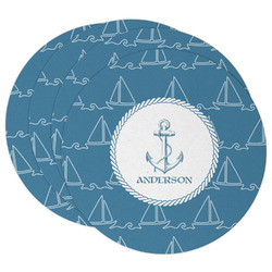 Rope Sail Boats Round Paper Coasters w/ Name or Text