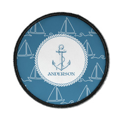 Rope Sail Boats Iron On Round Patch w/ Name or Text