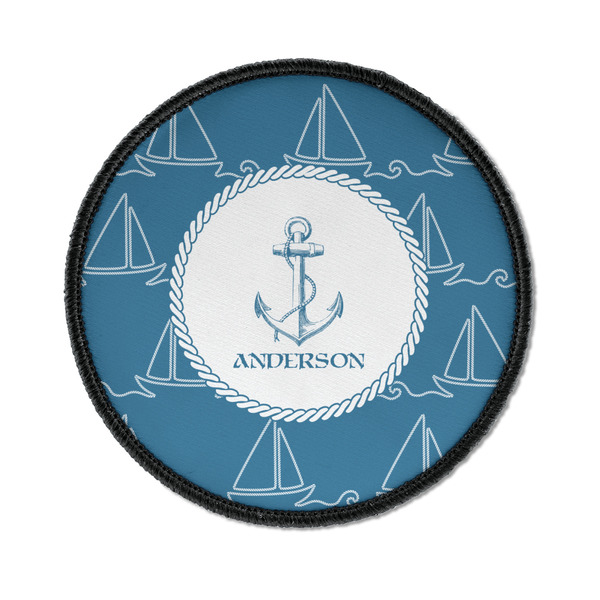 Custom Rope Sail Boats Iron On Round Patch w/ Name or Text