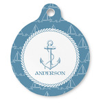Rope Sail Boats Round Pet ID Tag - Large (Personalized)