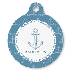 Rope Sail Boats Round Pet ID Tag (Personalized)