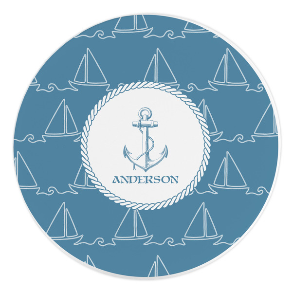 Custom Rope Sail Boats Round Stone Trivet (Personalized)