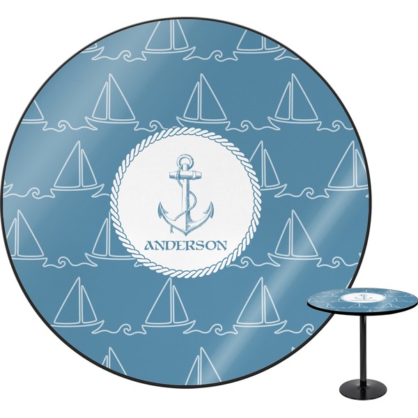Custom Rope Sail Boats Round Table - 30" (Personalized)