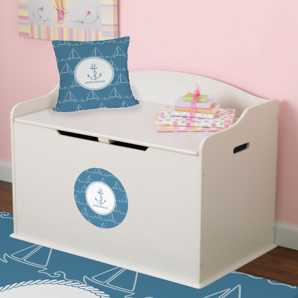 Rope Sail Boats Round Wall Decal on Toy Chest