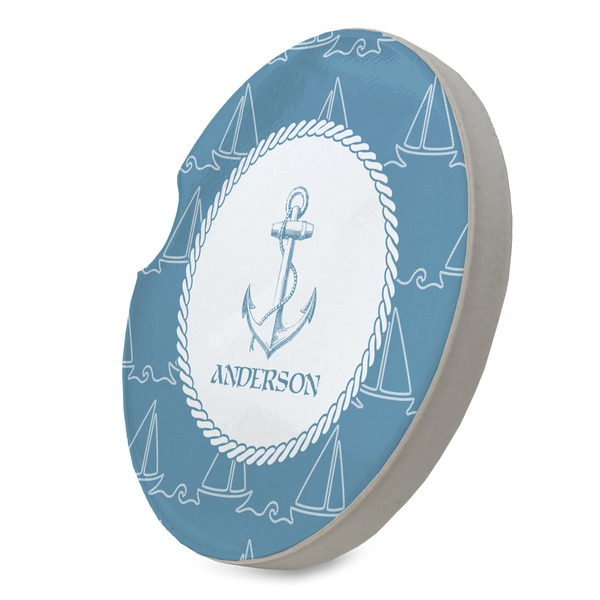 Rope Sail Boats Sandstone Car Coaster - STANDING ANGLE