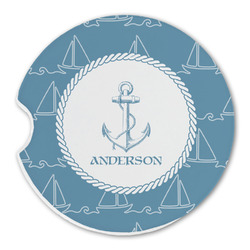 Rope Sail Boats Sandstone Car Coaster - Single (Personalized)