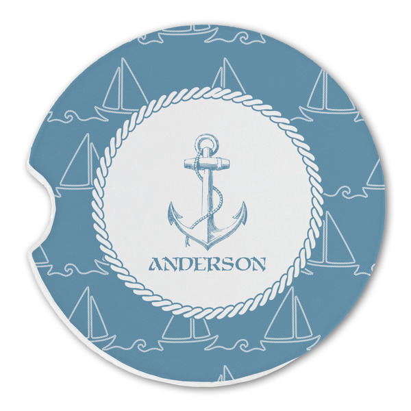 Custom Rope Sail Boats Sandstone Car Coaster - Single (Personalized)