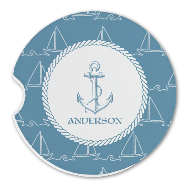 Rope Sail Boats Sandstone Car Coaster - Single