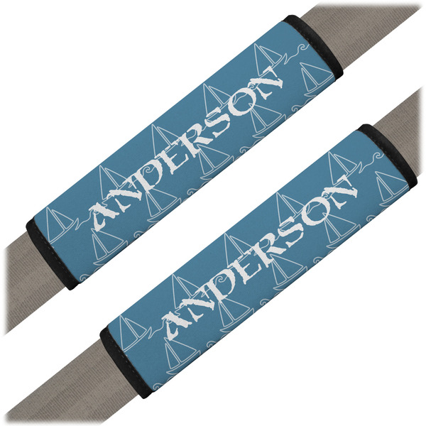 Custom Rope Sail Boats Seat Belt Covers (Set of 2) (Personalized)