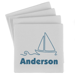 Rope Sail Boats Absorbent Stone Coasters - Set of 4 (Personalized)