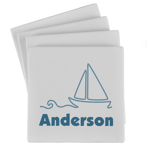 Custom Rope Sail Boats Absorbent Stone Coasters - Set of 4 (Personalized)