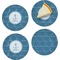 Rope Sail Boats Set of 4 Glass Appetizer / Dessert Plate 8" (Personalized)