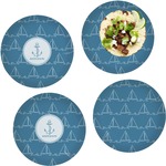 Rope Sail Boats Set of 4 Glass Lunch / Dinner Plate 10" (Personalized)