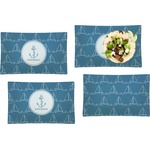 Rope Sail Boats Set of 4 Glass Rectangular Lunch / Dinner Plate (Personalized)