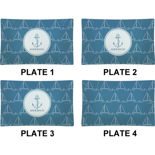 Rope Sail Boats Set of Rectangular Dinner Plates (Approval)