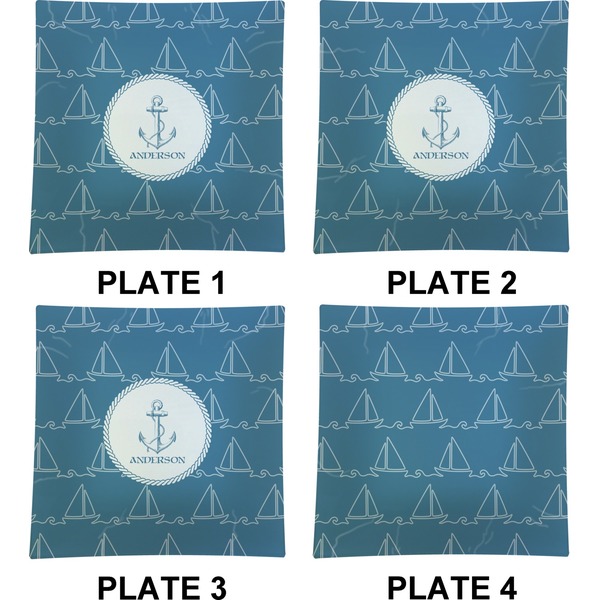 Rope Sail Boats Set of Square Dinner Plates (Approval)