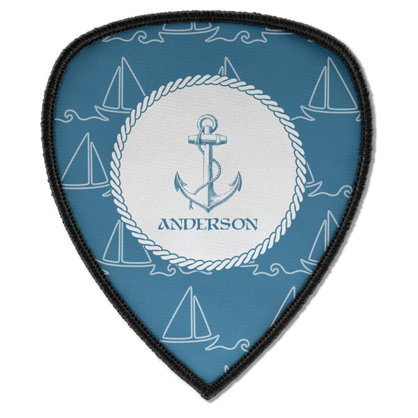 Custom Rope Sail Boats Iron on Shield Patch A w/ Name or Text
