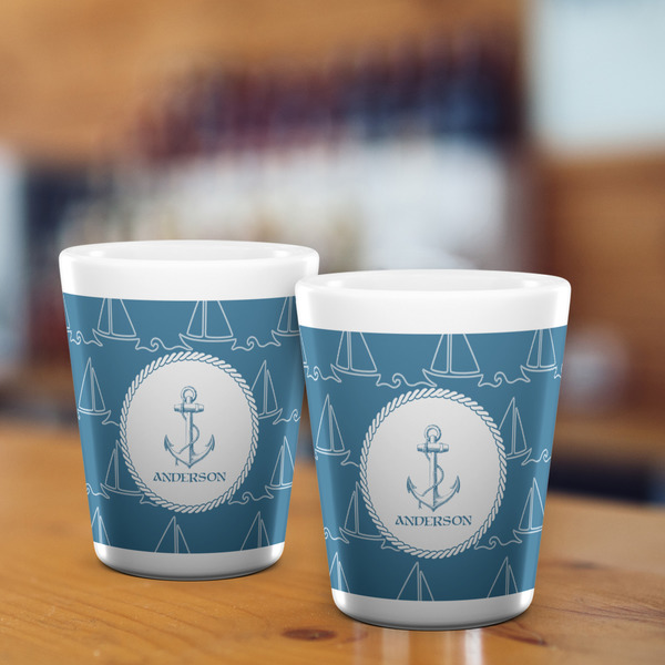 Rope Sail Boats Shot Glass - White - LIFESTYLE