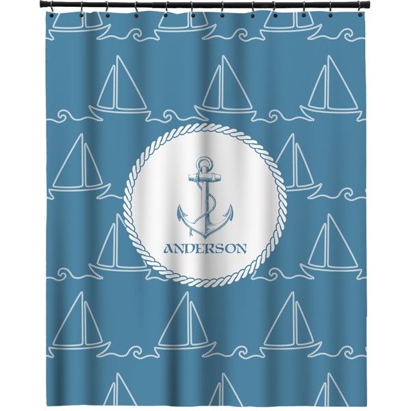 Custom Rope Sail Boats Extra Long Shower Curtain - 70"x84" (Personalized)