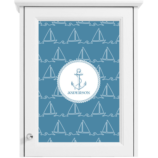 Rope Sail Boats Single White Cabinet Decal