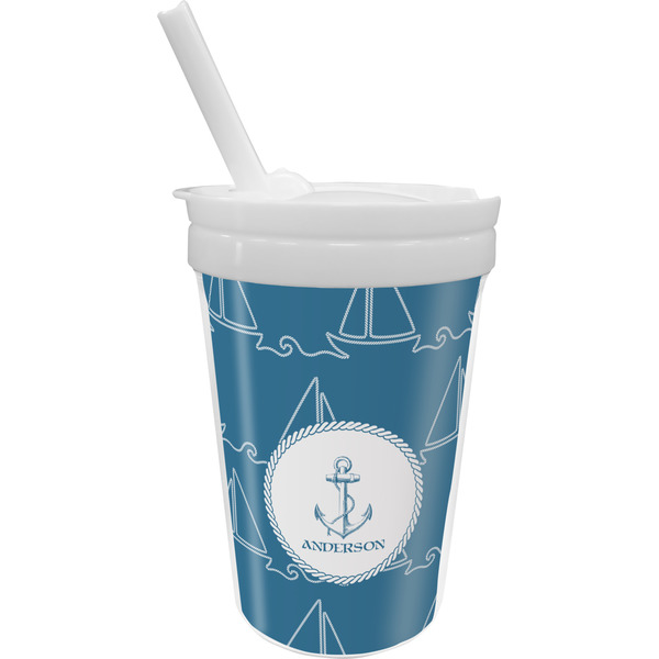 Custom Rope Sail Boats Sippy Cup with Straw (Personalized)