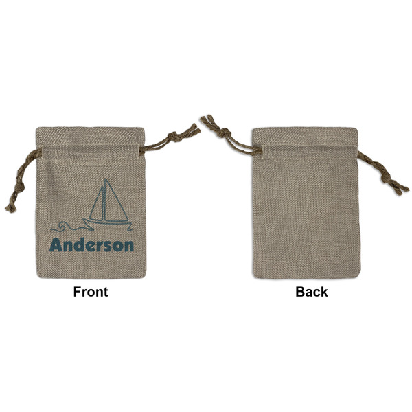 Rope Sail Boats Small Burlap Gift Bag - Front Approval